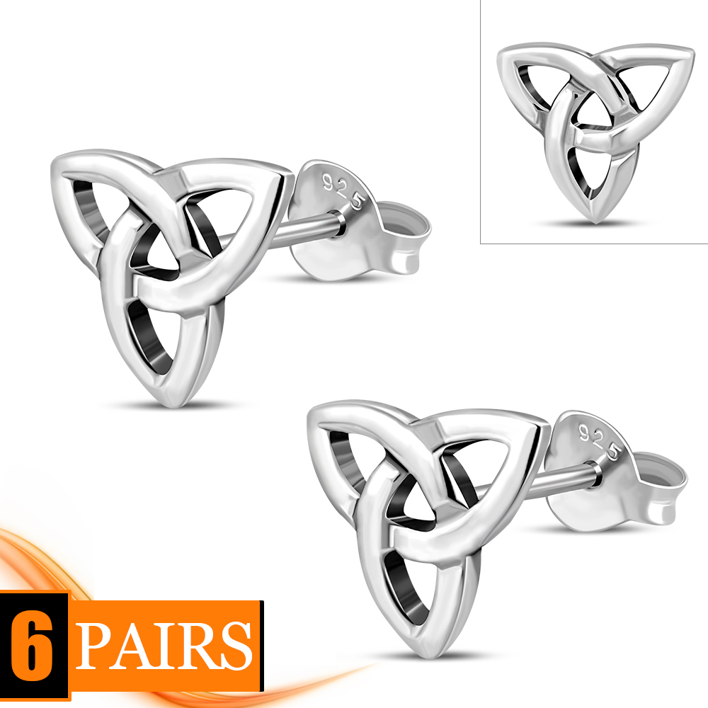 Trinity Knot Triquetra Irish Celtic Stud Earrings – 925 Sterling Silver, Nickel-Free